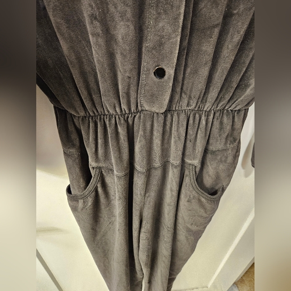 Vintage - 80's IDEAS Velour Black Jumpsuit Romper - Size L - Picture 2 of 9